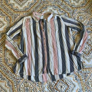 Roxy Multi-Colored Striped Button Up Blouse